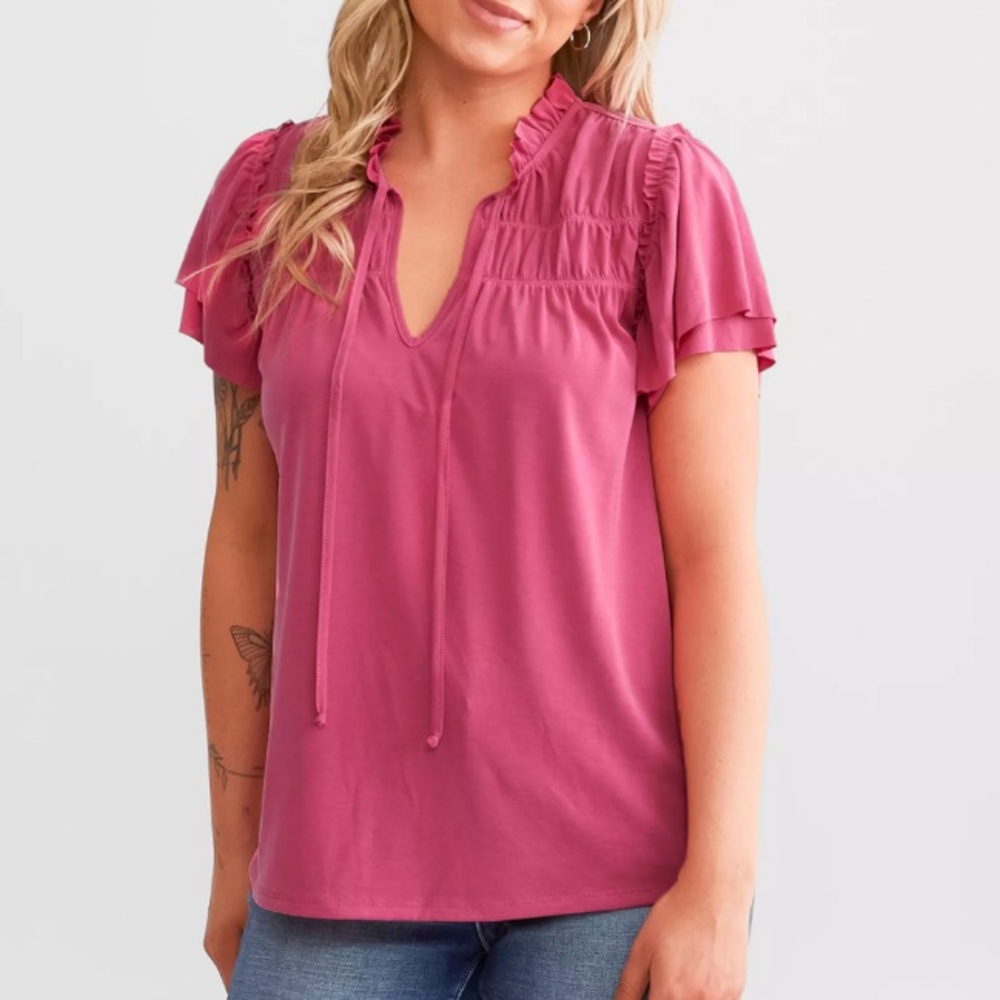 Daytrip | Brick Ruffle Sleeve Top
